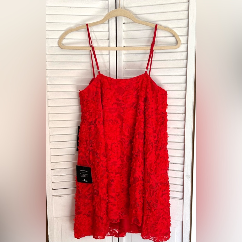 Lulus Size Small 2 - 4 Bouquet of Love Red Lace Mini Dress Womens NWT - Picture 9 of 11